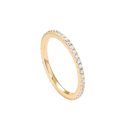 14K Gold-Plated 925 Sterling Silver Stackable Ring with CZ Simulated Diamond